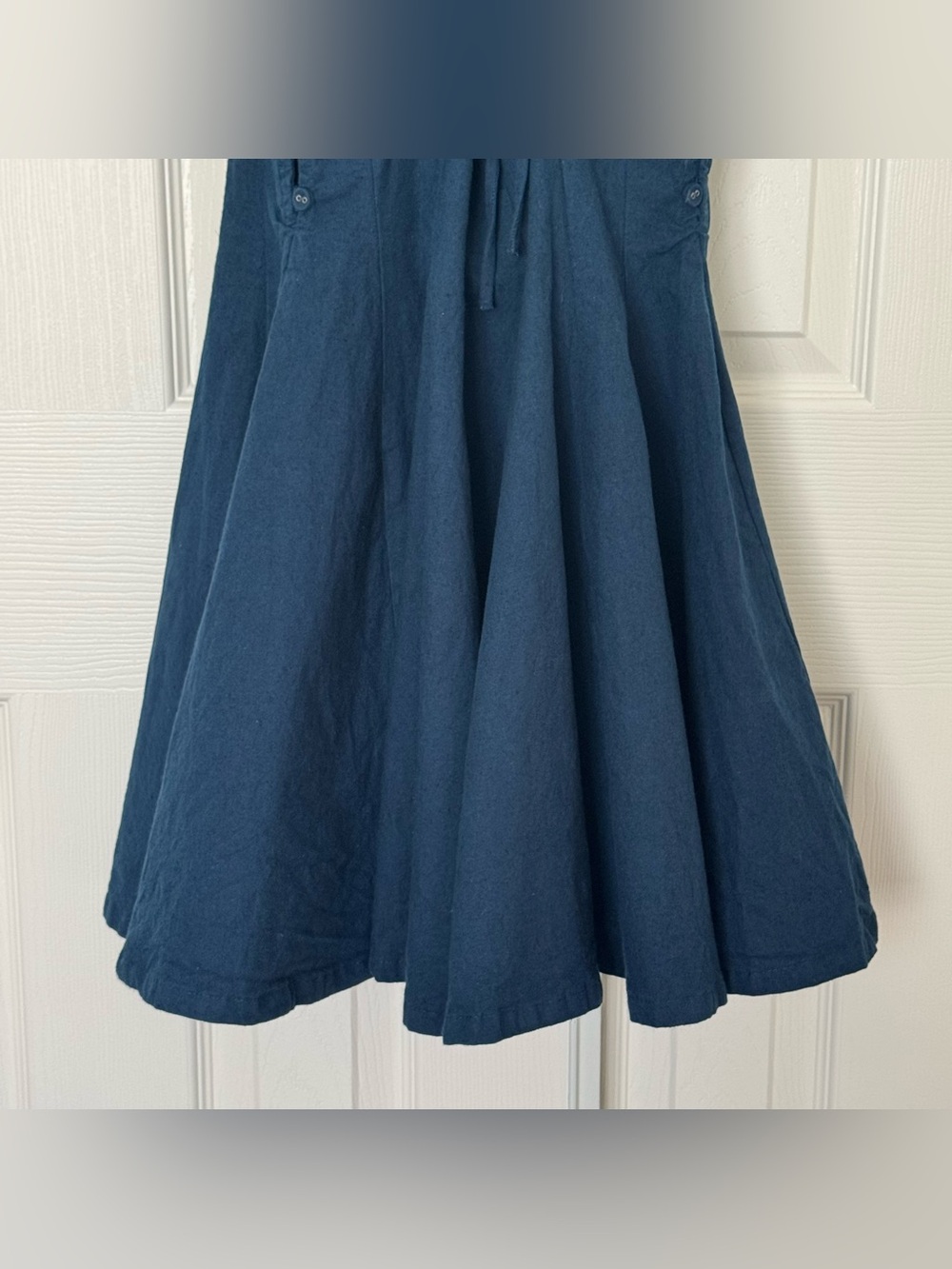 Free People free-est Tan Lines Stretch Linen Blend Mini Dress Navy Size M - Picture 8 of 16